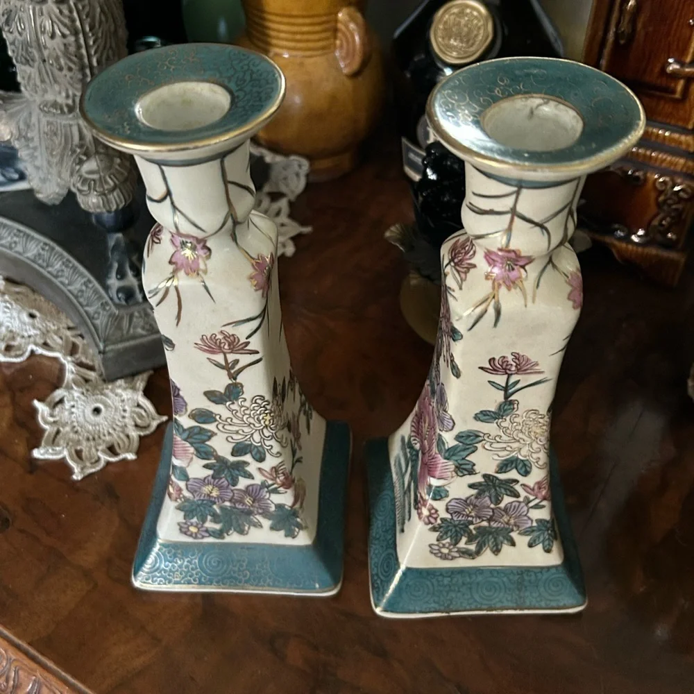 Vintage Chinoiserie Candlesticks